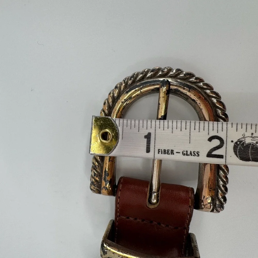 Vtg 90s Brighton Belt Womens S Brown Leather Gold Silver Buckle 1993 Western